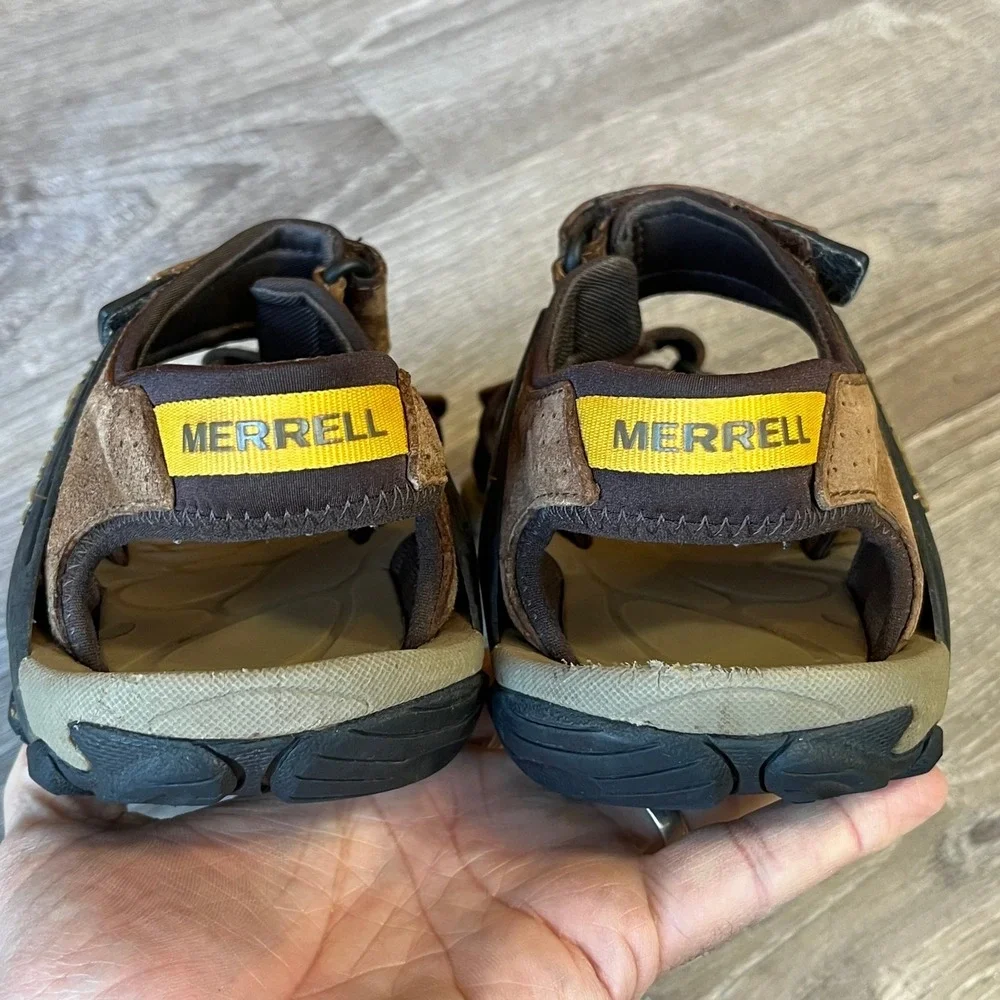Merrell‎ Kahuna 4 Leather Hiking Sandals Vibram Soles Brown Mens 7 UK 6 EUR 40